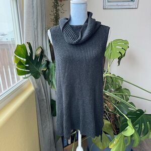 Sonoma waffle-knit cowlneck sleeveless sweater grey L